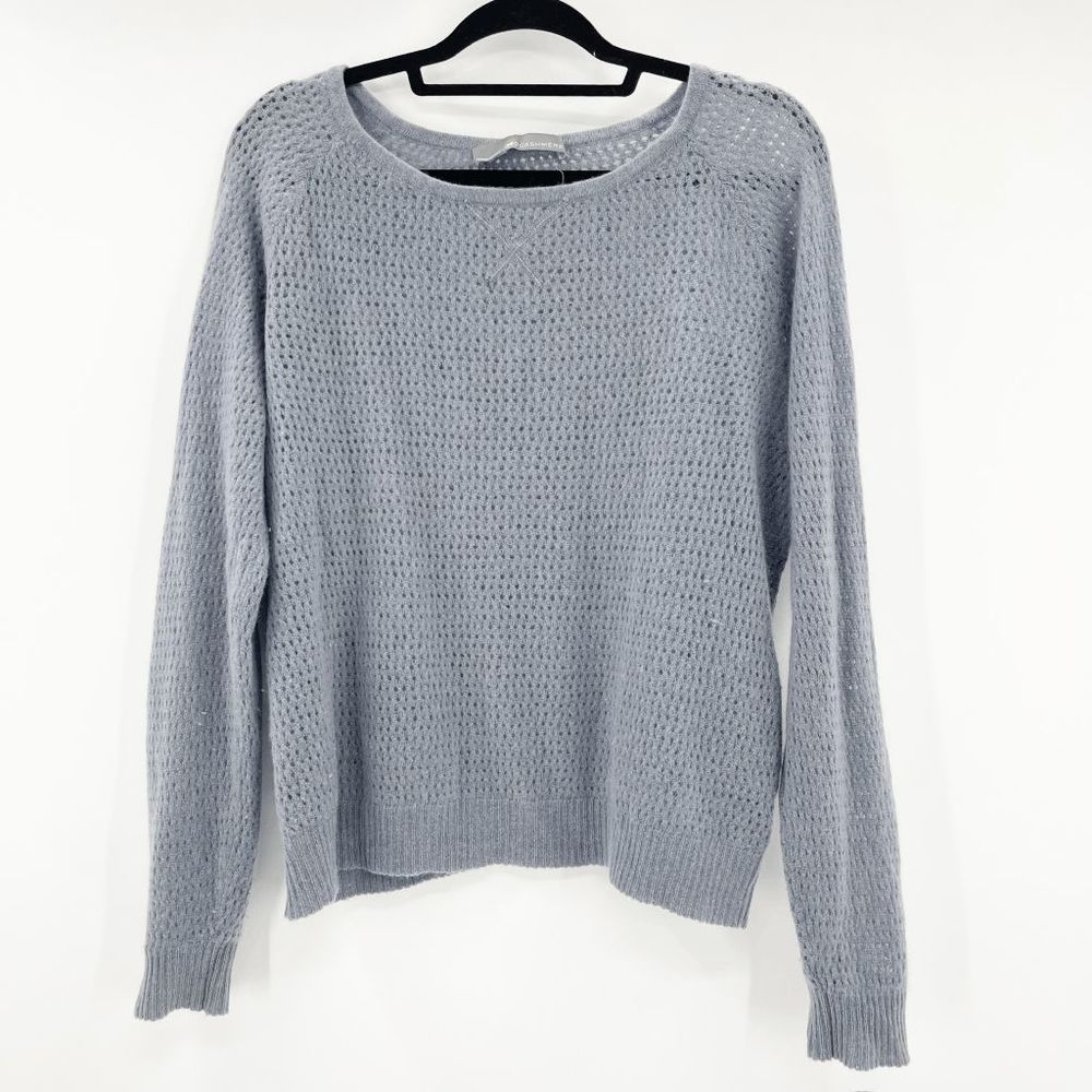 360 Cashmere Gray Eyelet Open Knit Pullover Sweater Women's Size L